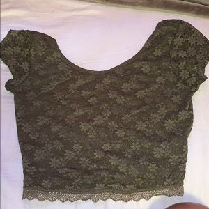 Olive green lace crop top